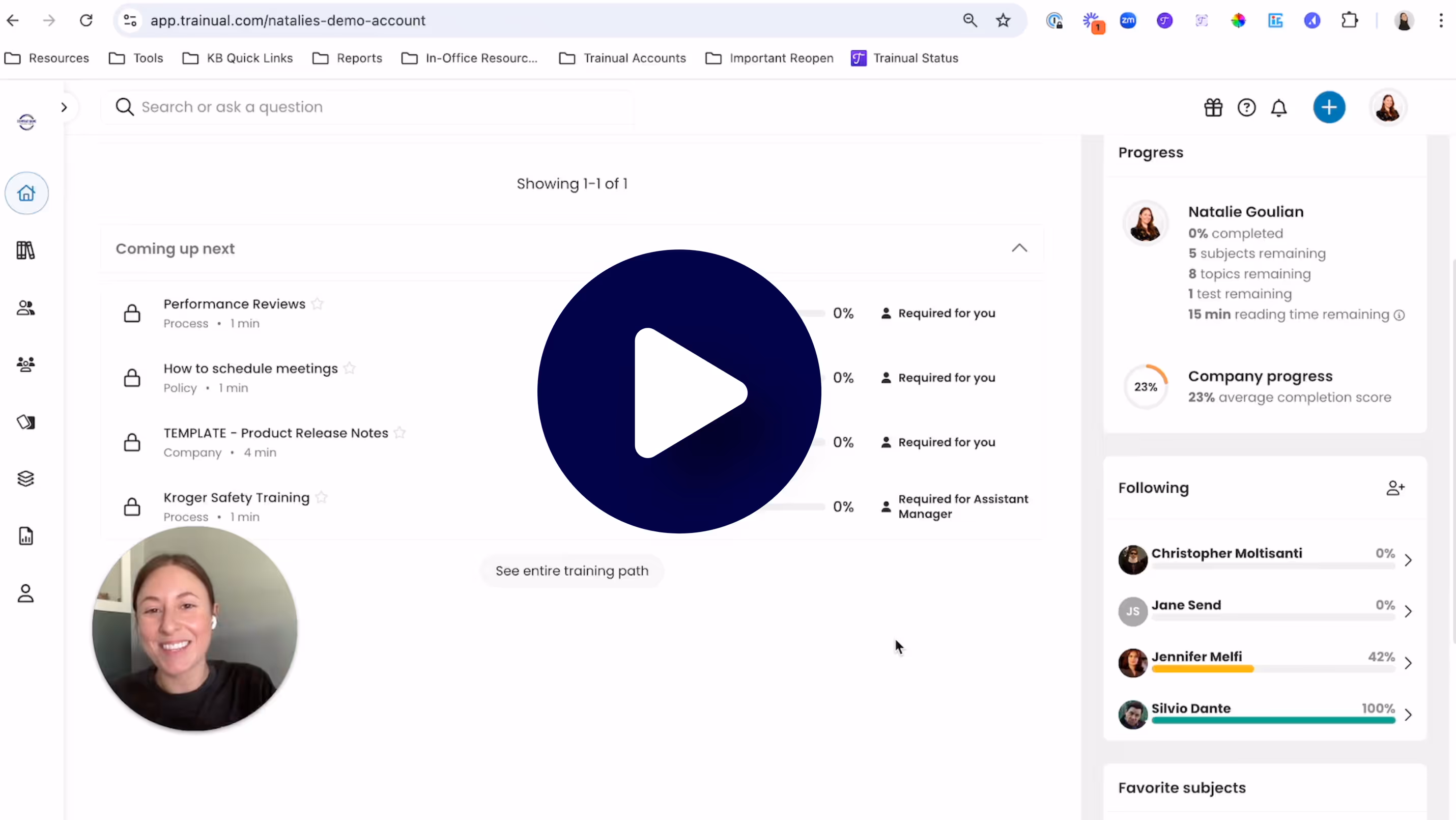 Trainual video tutorial screenshot
