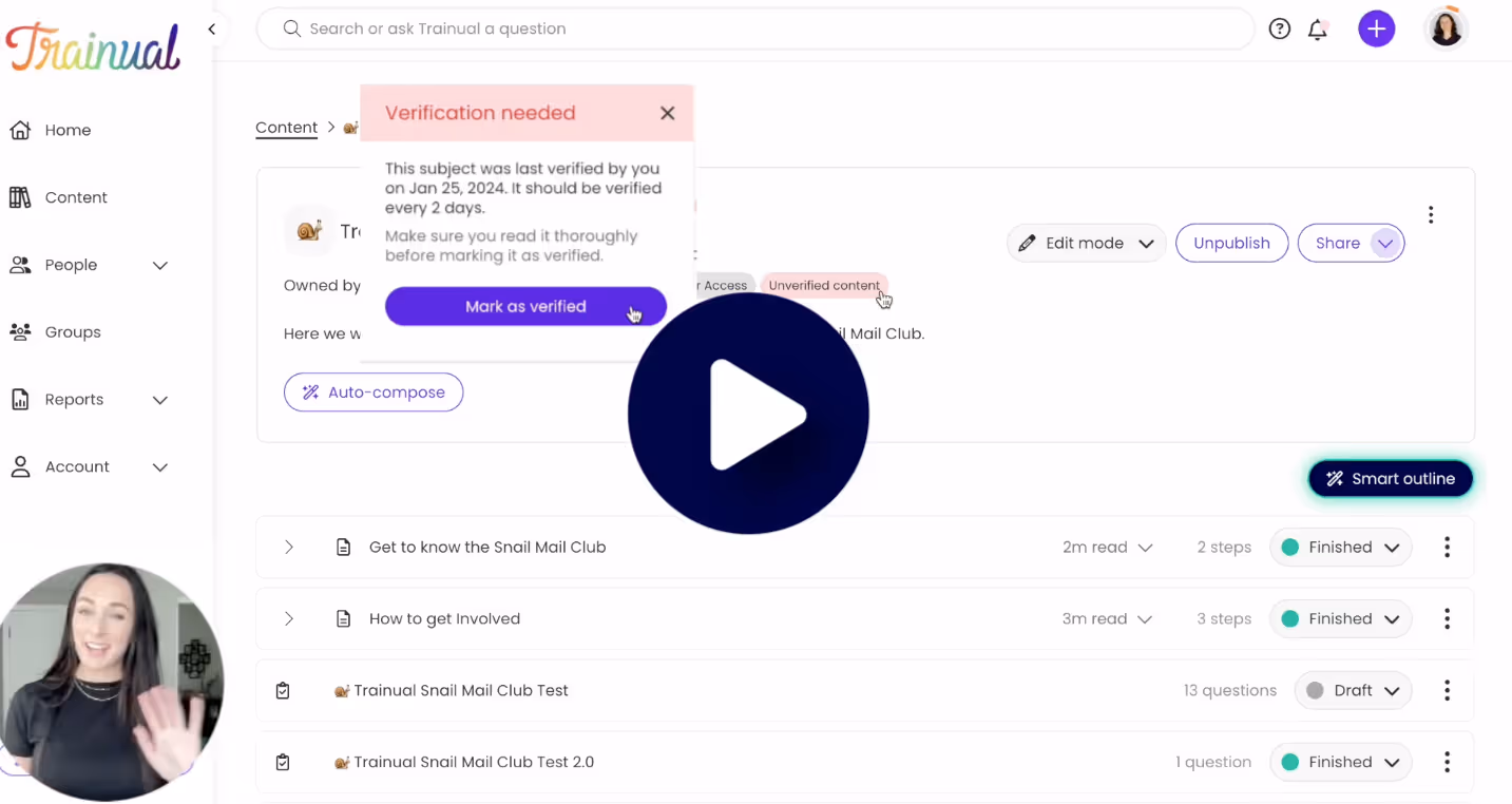 video for Trainual content verification