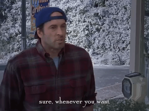 A man saying, "Sure, whenever you want."