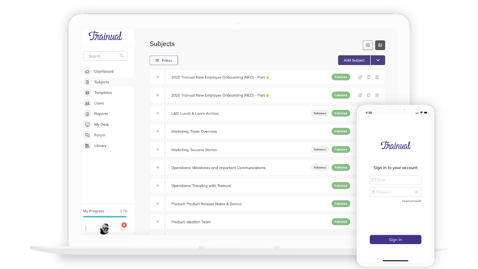Trainual redesign laptop and phone