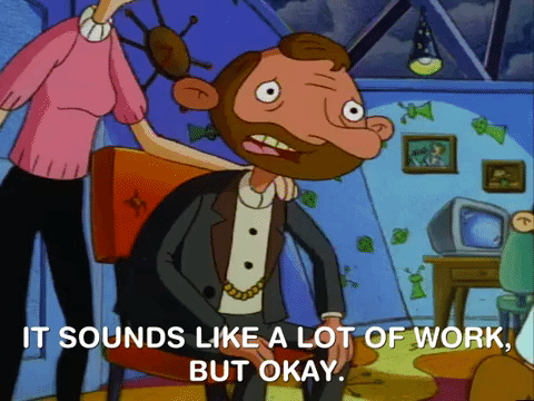 A man saying, "It sounds like a lot of work, but okay."