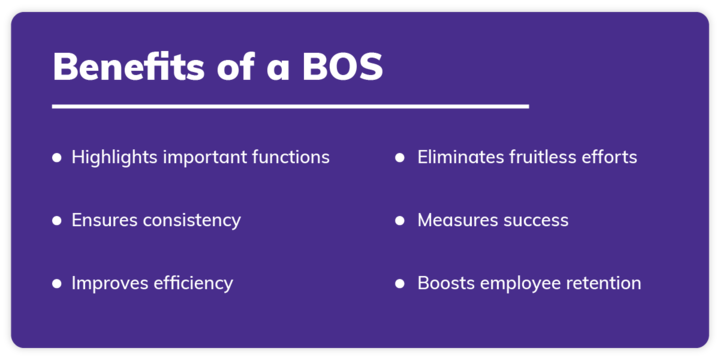 List of the benefits of a BOS, form highlights to employee retention