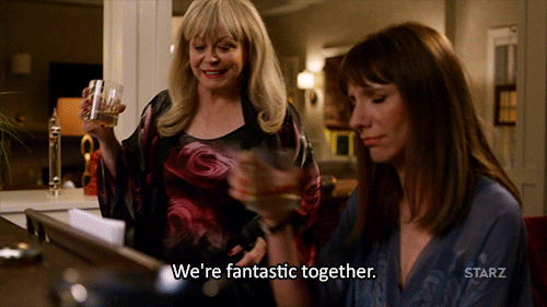 A woman telling another woman, "We're fantastic together."