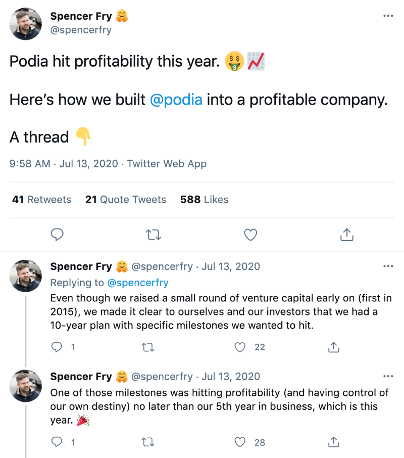 A screenshot of a Twitter thread from Spencer Fry.