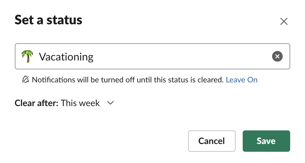 Slack vacation status pic