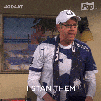 A man in sports memorabilia saying, "I stan them."