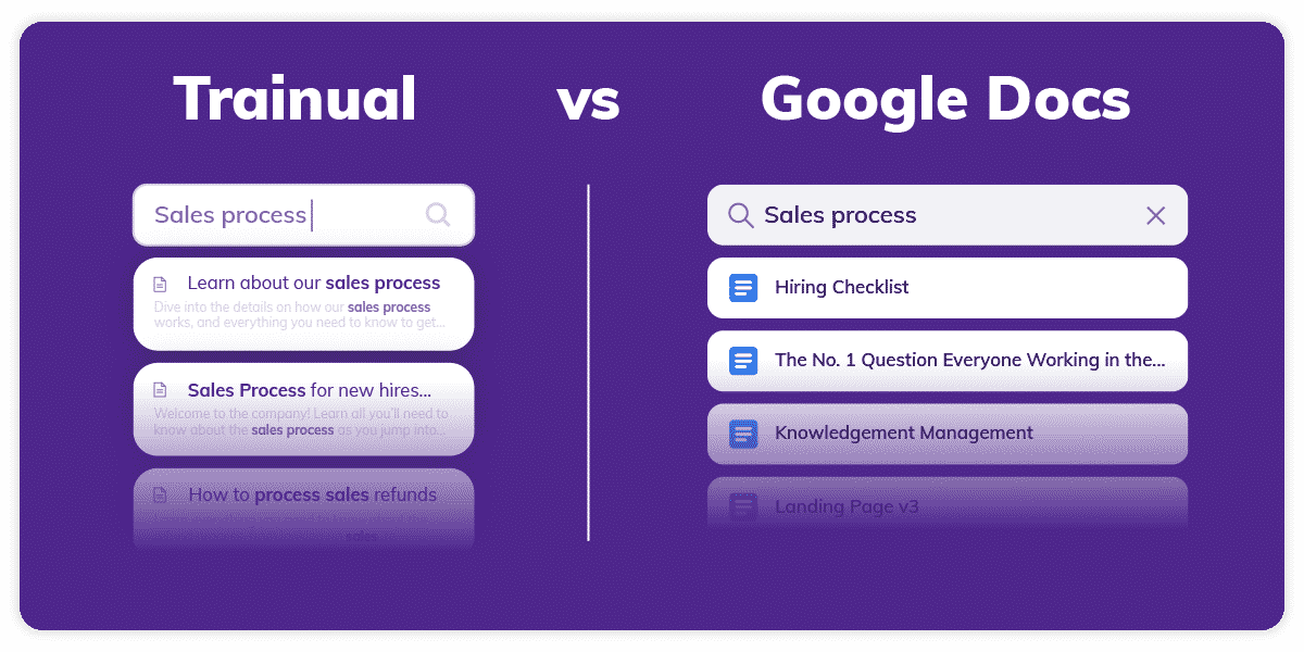 Google Docs vs Trainual's Search Results