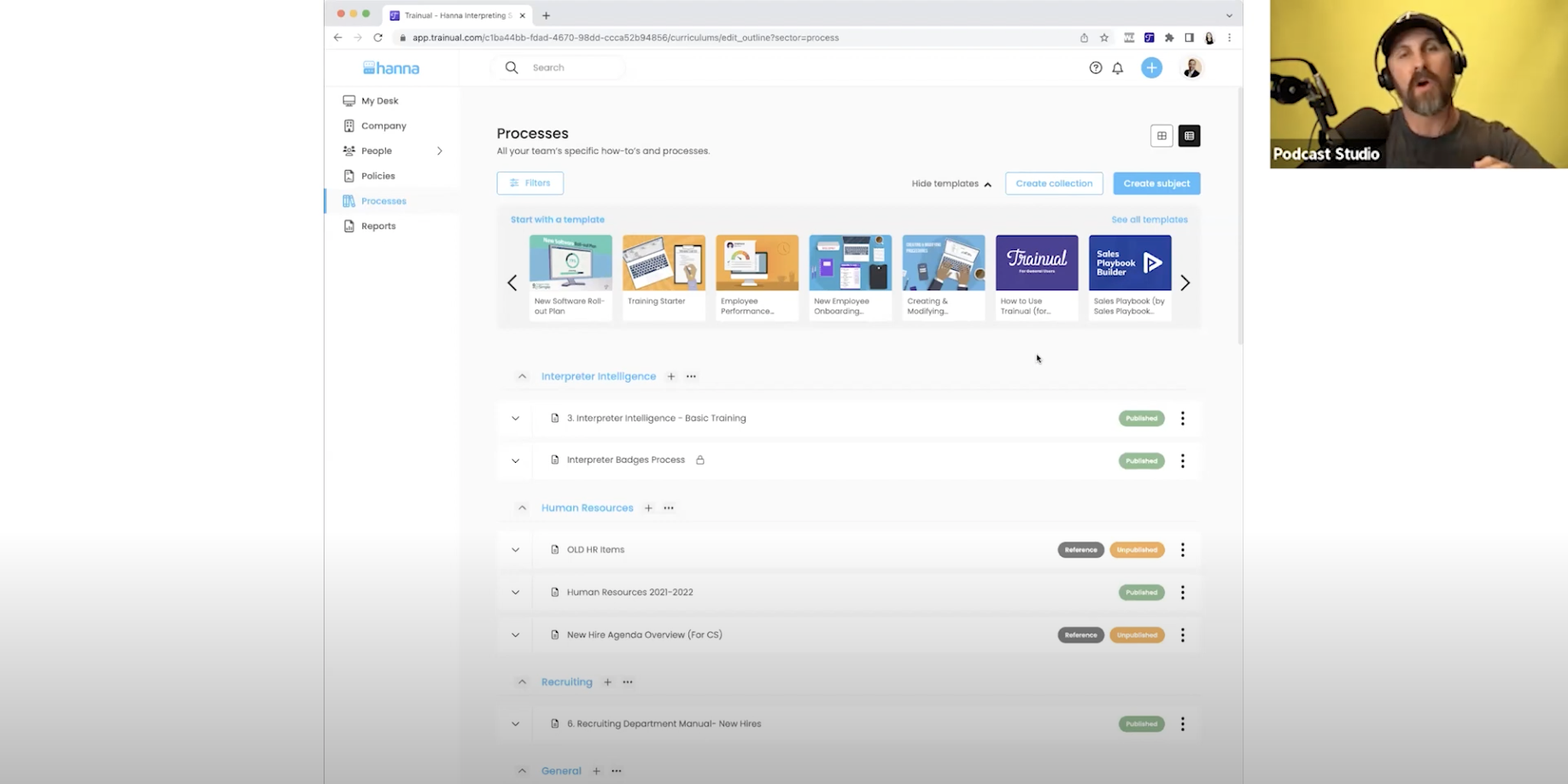 Screenshot of Trainual Processes page.