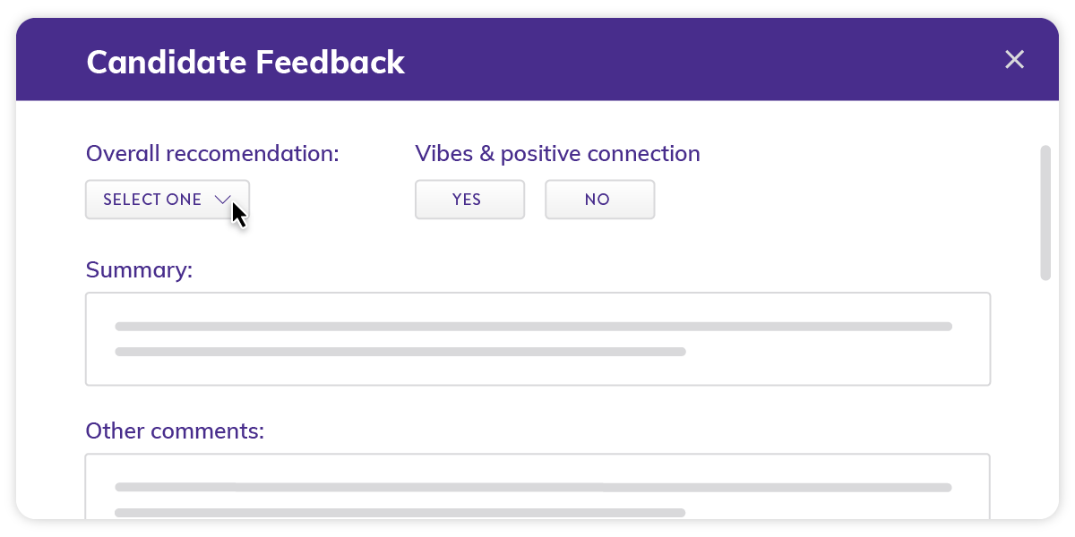 What your candidate feedback form could look in the interview process