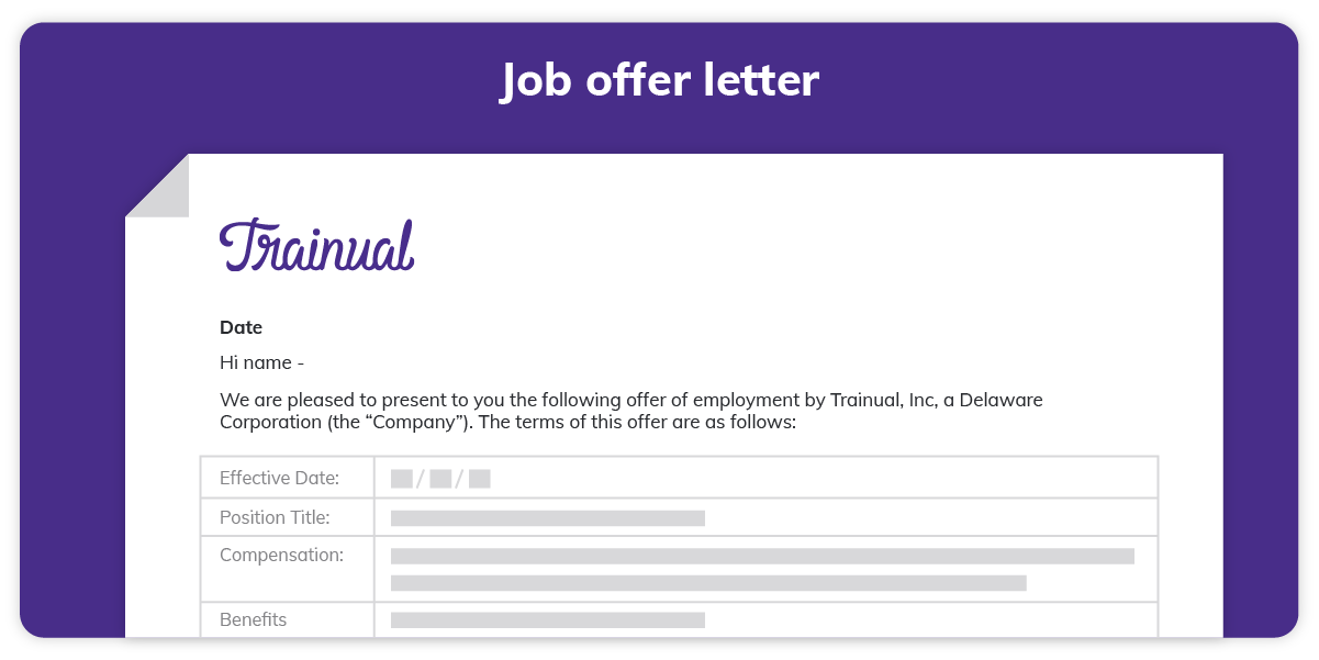 Offer letter at the end of the interview process