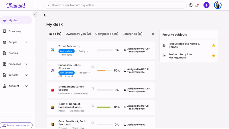 Using AI-powered search in Trainual.
