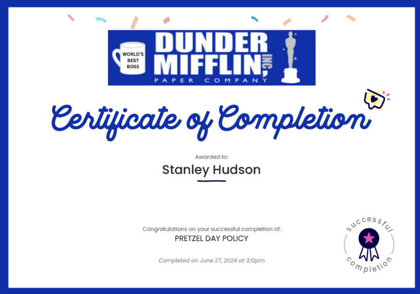 Custom completion certificates!