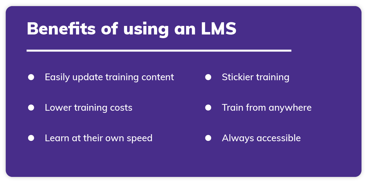 Benefits of using an LMS, from training content to accessibility