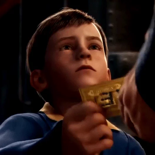 Receiving a golden ticket.