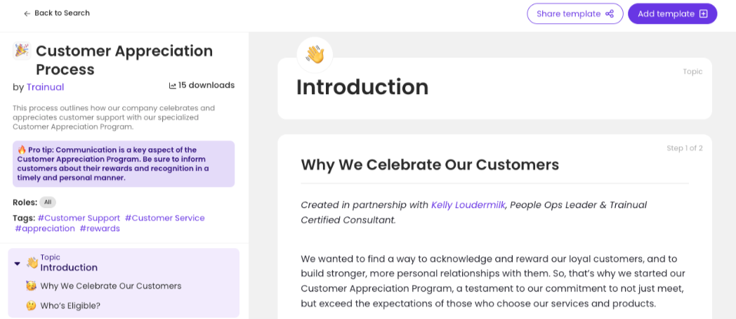 Customer appreciation process template!