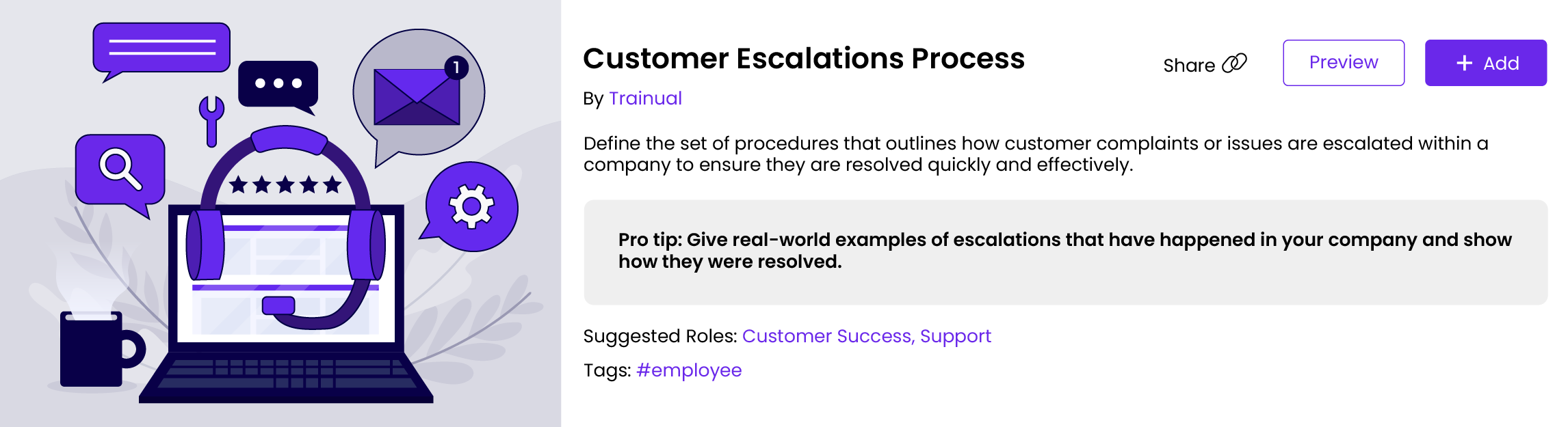 Customer Escalations Process template banner.