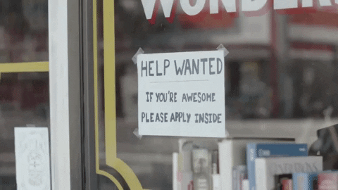 Sign saying, "Help wanted. If you're awesome please apply inside."