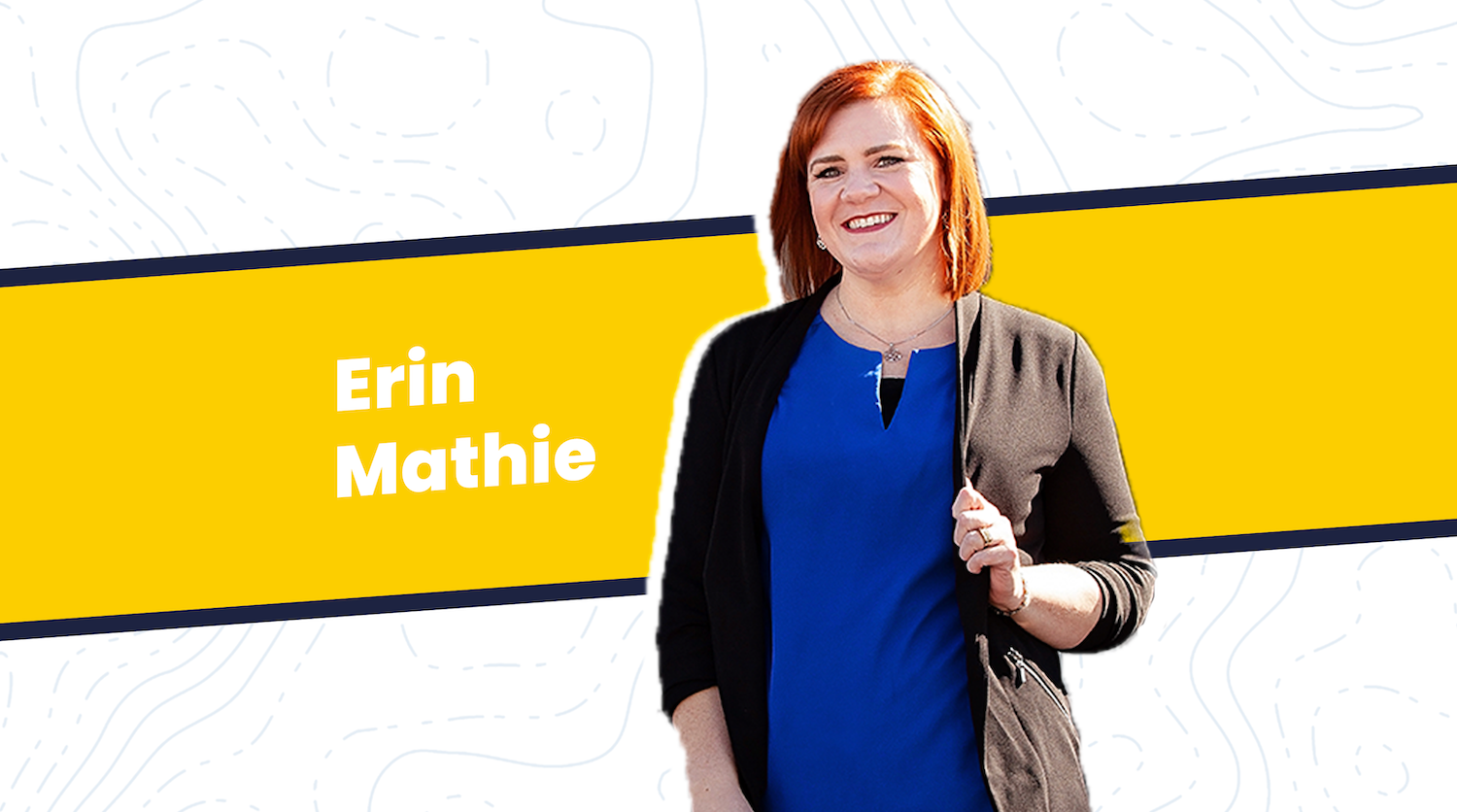 Banner featuring a woman named Erin Mathie.
