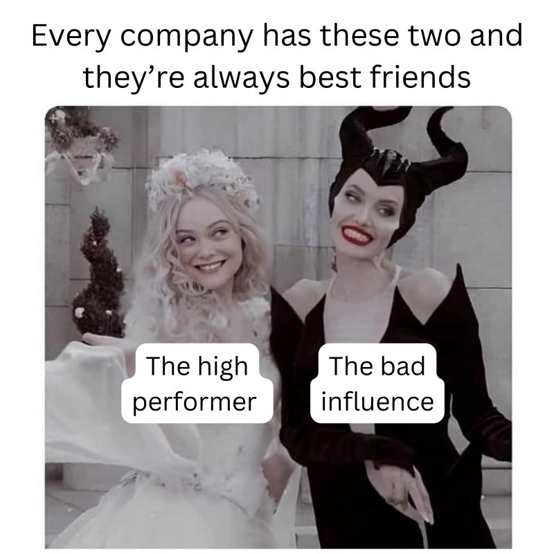 Two opposite women under the caption "Every company has these two and they're always best friends."