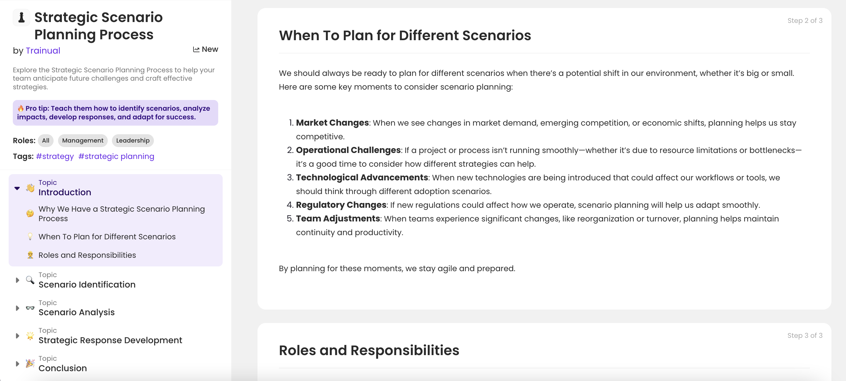 Strategic Scenario Planning Process Trainual template