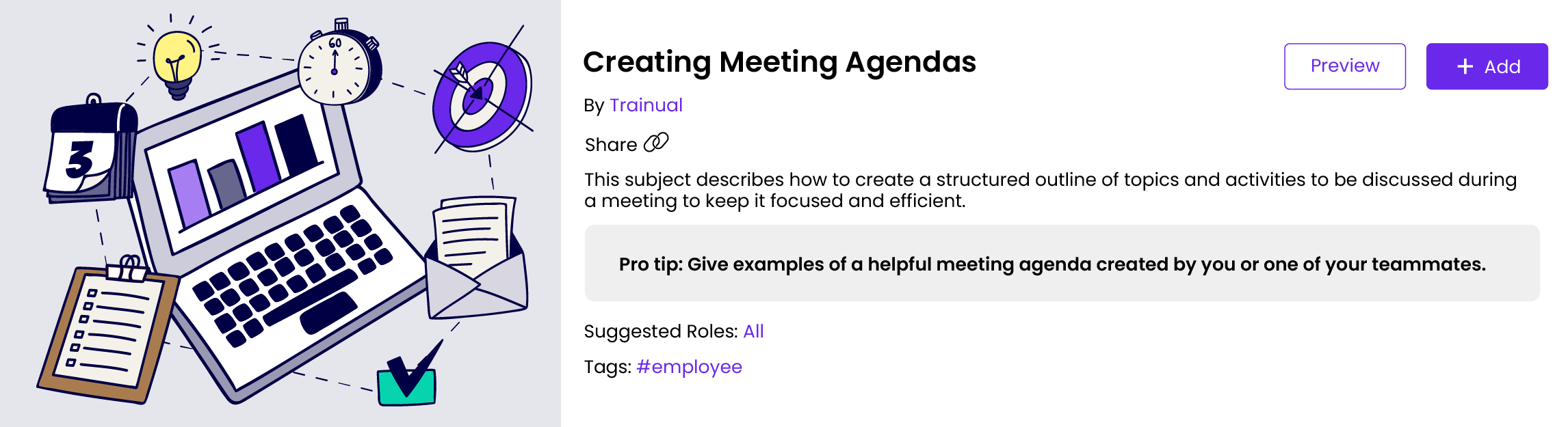 Creating Meeting Agendas process template.