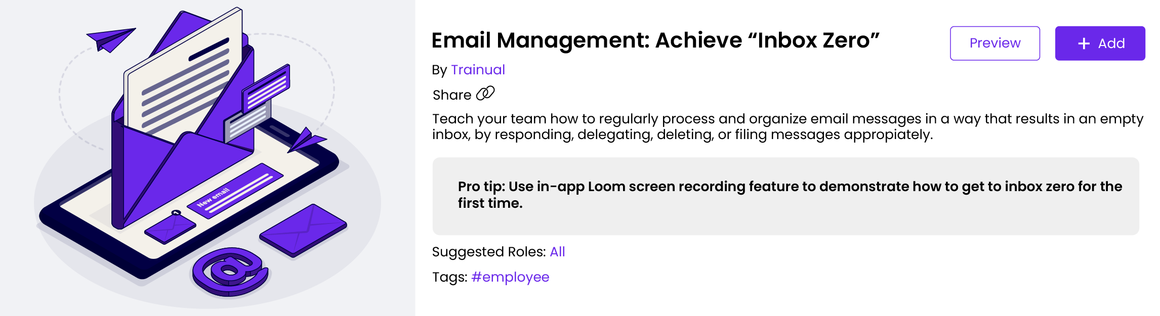 Template banner for Email Management: Achieve 'Inbox Zero' process.