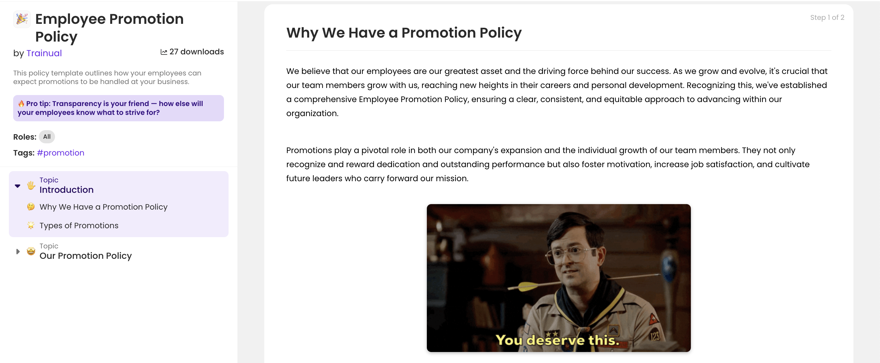 Employee Promotion Policy Trainual template