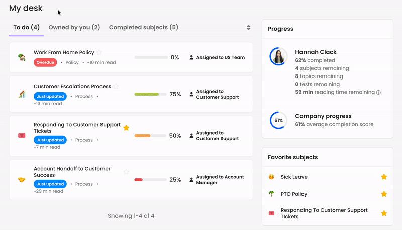 Trainual My desk homepage.