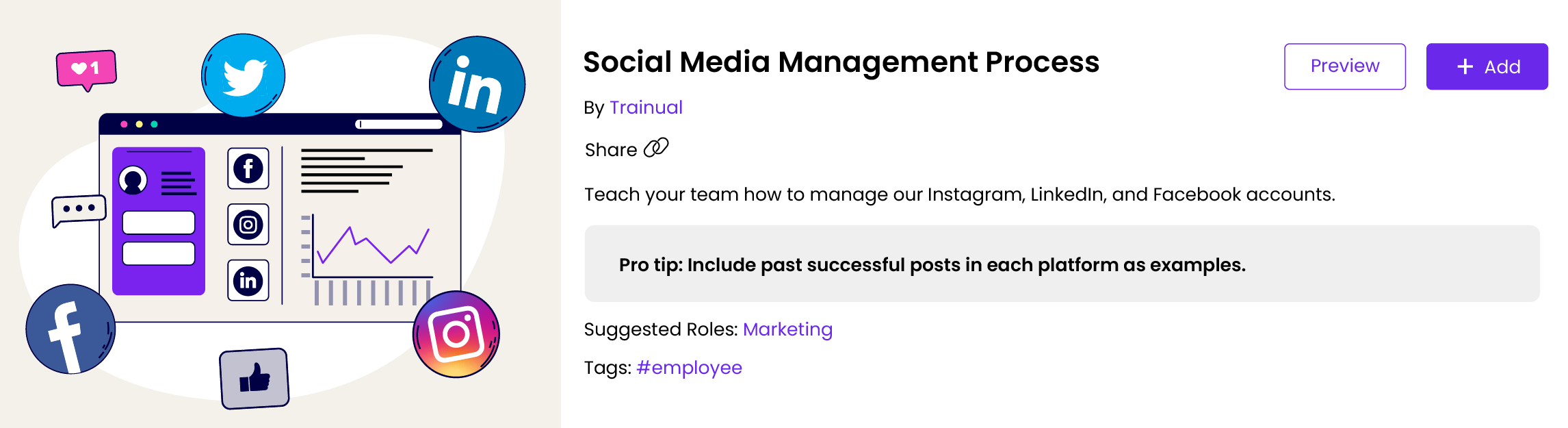 Social Media Management Process template banner.