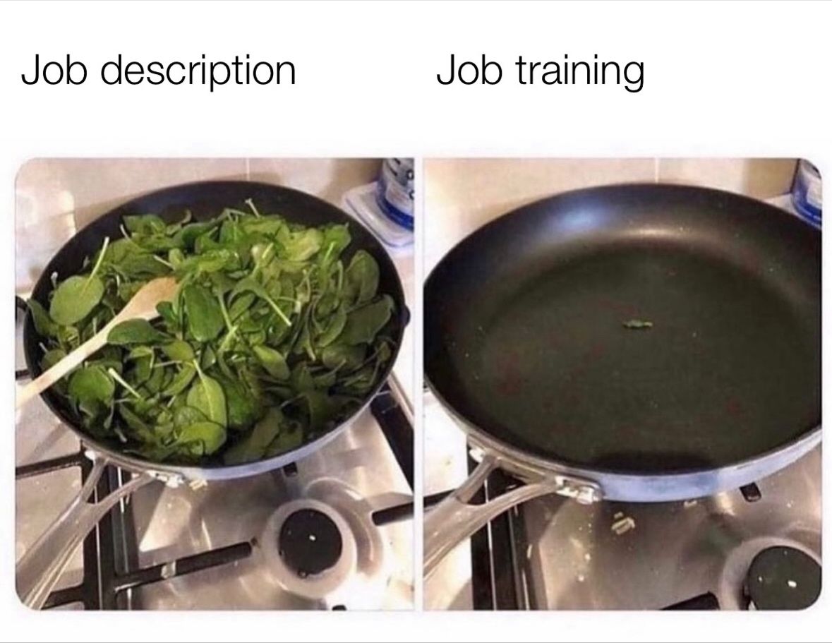 Job description vs. job training meme