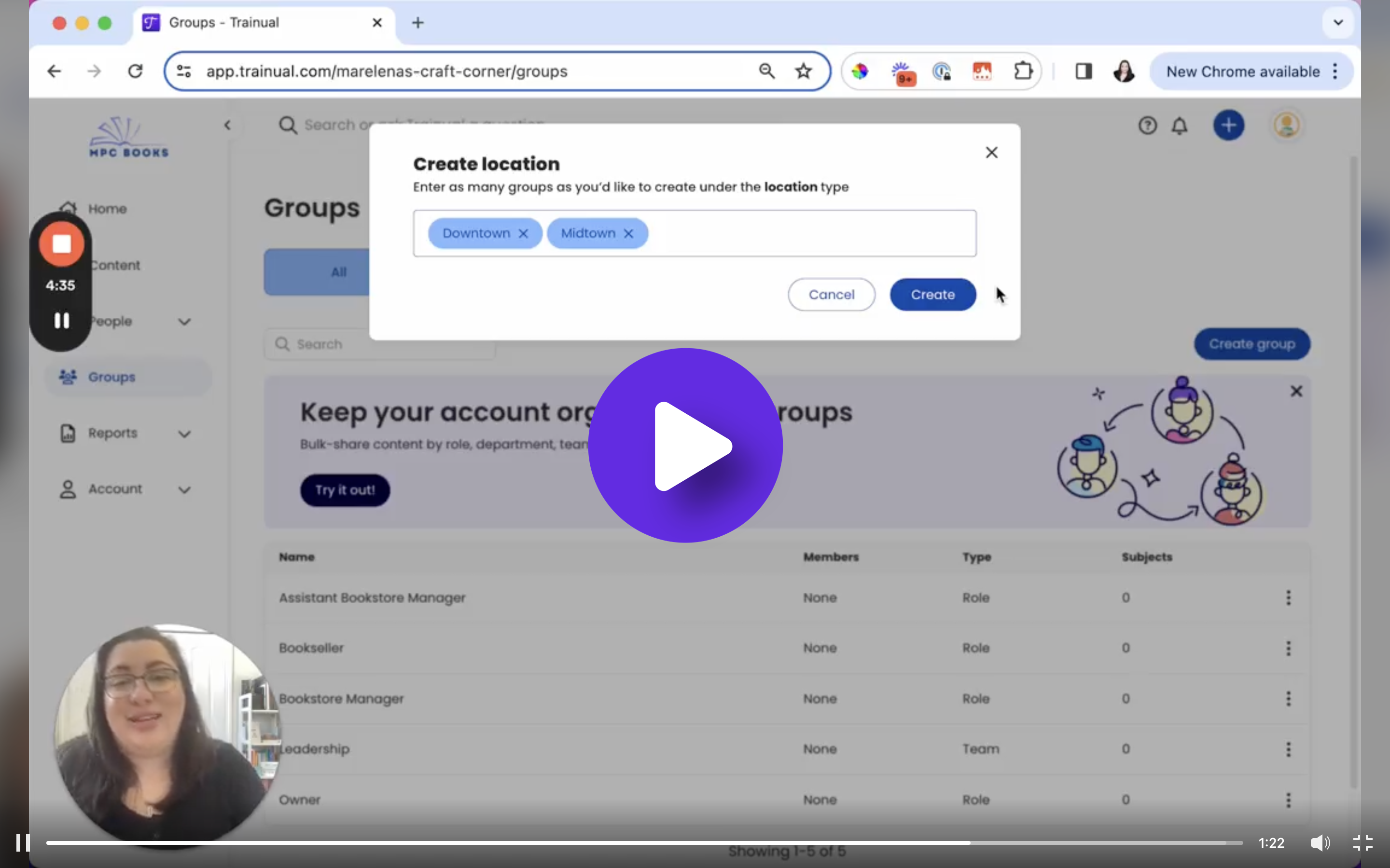 Video screenshot for Trainual Tips about Groups