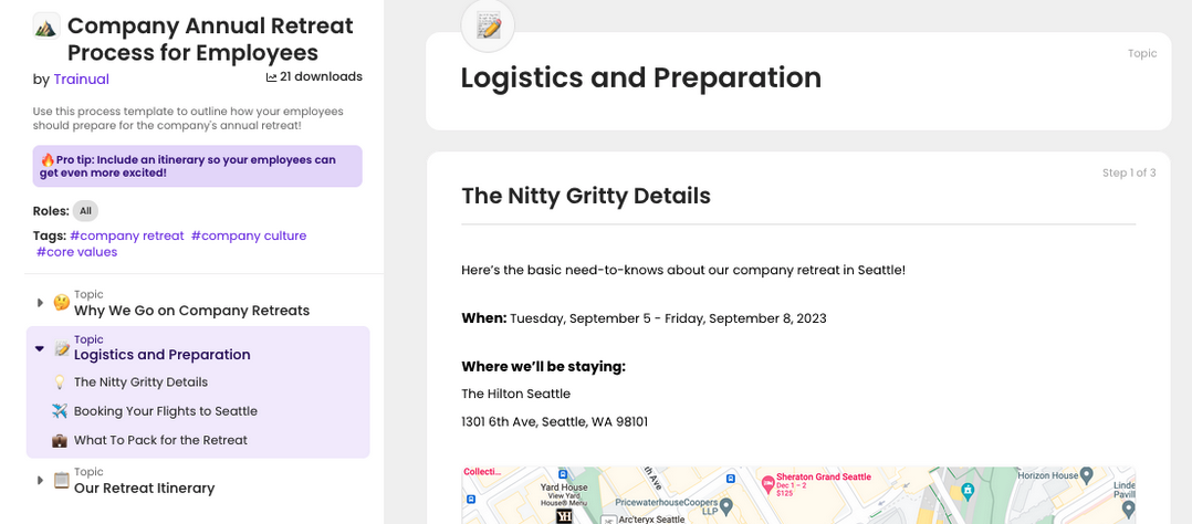 Trainual Company Annual Retreat Process for Employees template.
