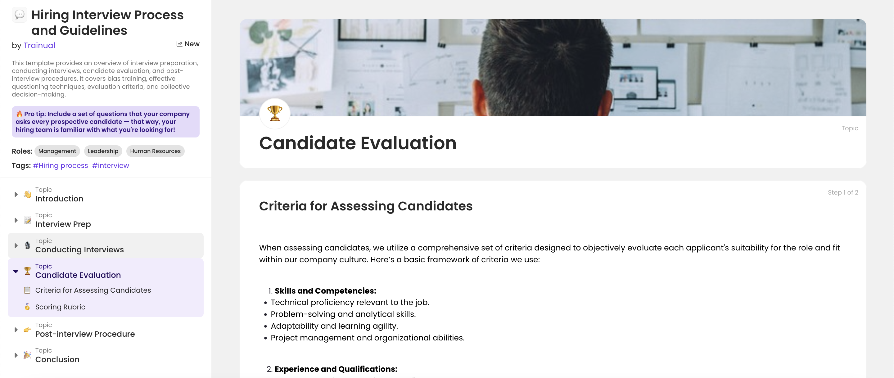 Hiring Interview Process and Guidelines template from Trainual