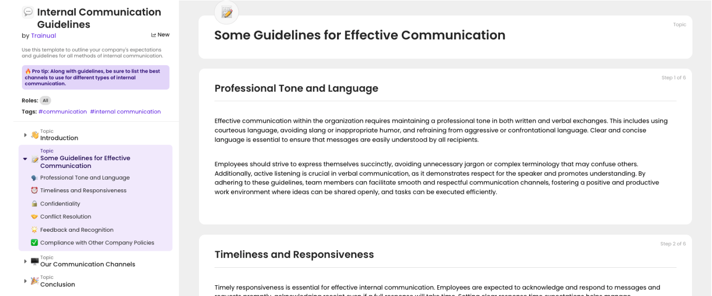 Internal Communication Guidelines Trainual template