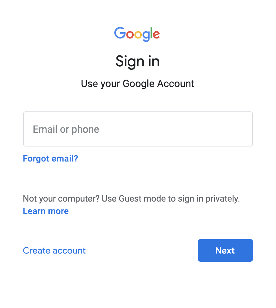 Google Account sign in