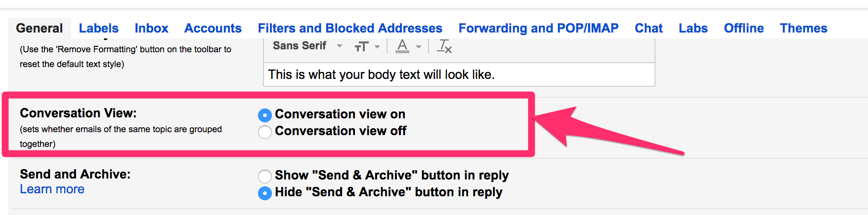 Conversation view in Gmail