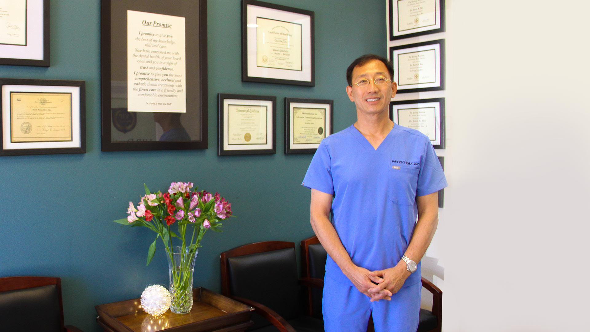 Dr. Han with his diplomas