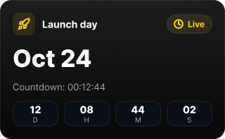 Countdown für den Starttag am 24. Oktober mit 12 Tagen, 8 Stunden, 44 Minuten und 2 Sekunden verbleibend.