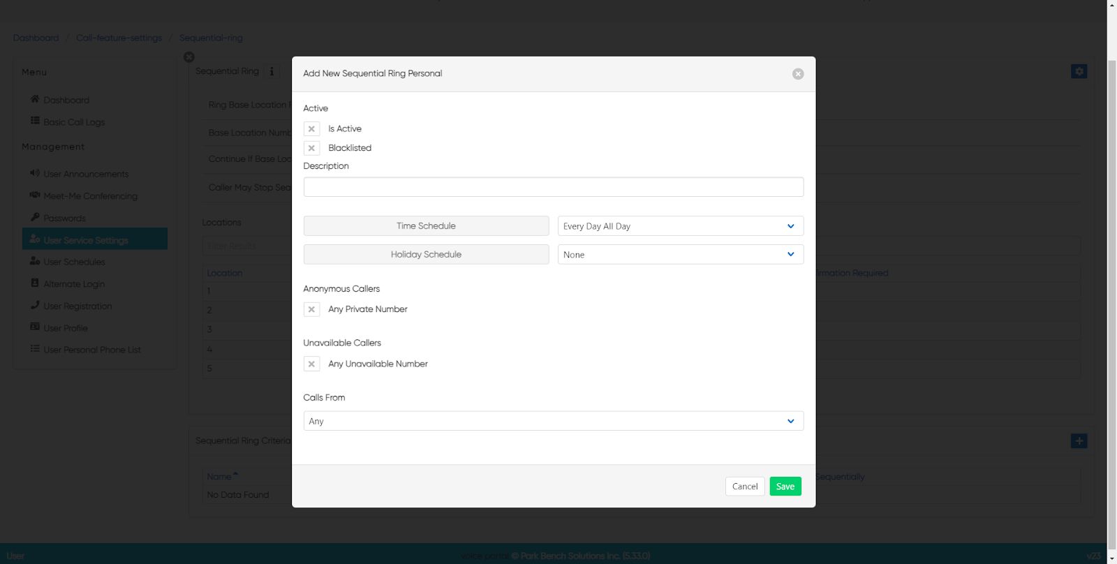 add new sequential ring personal