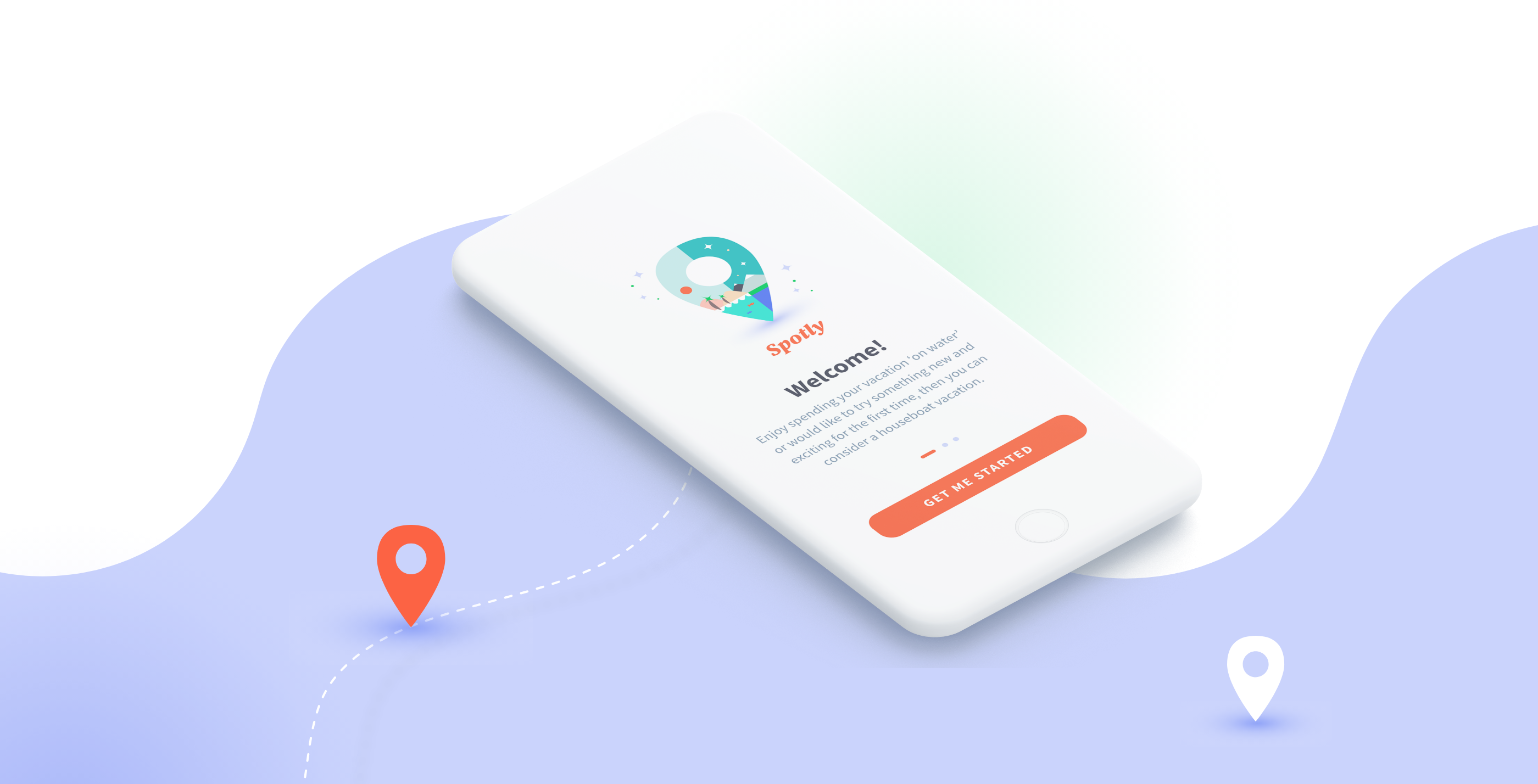 App Welcome screen isometric view 