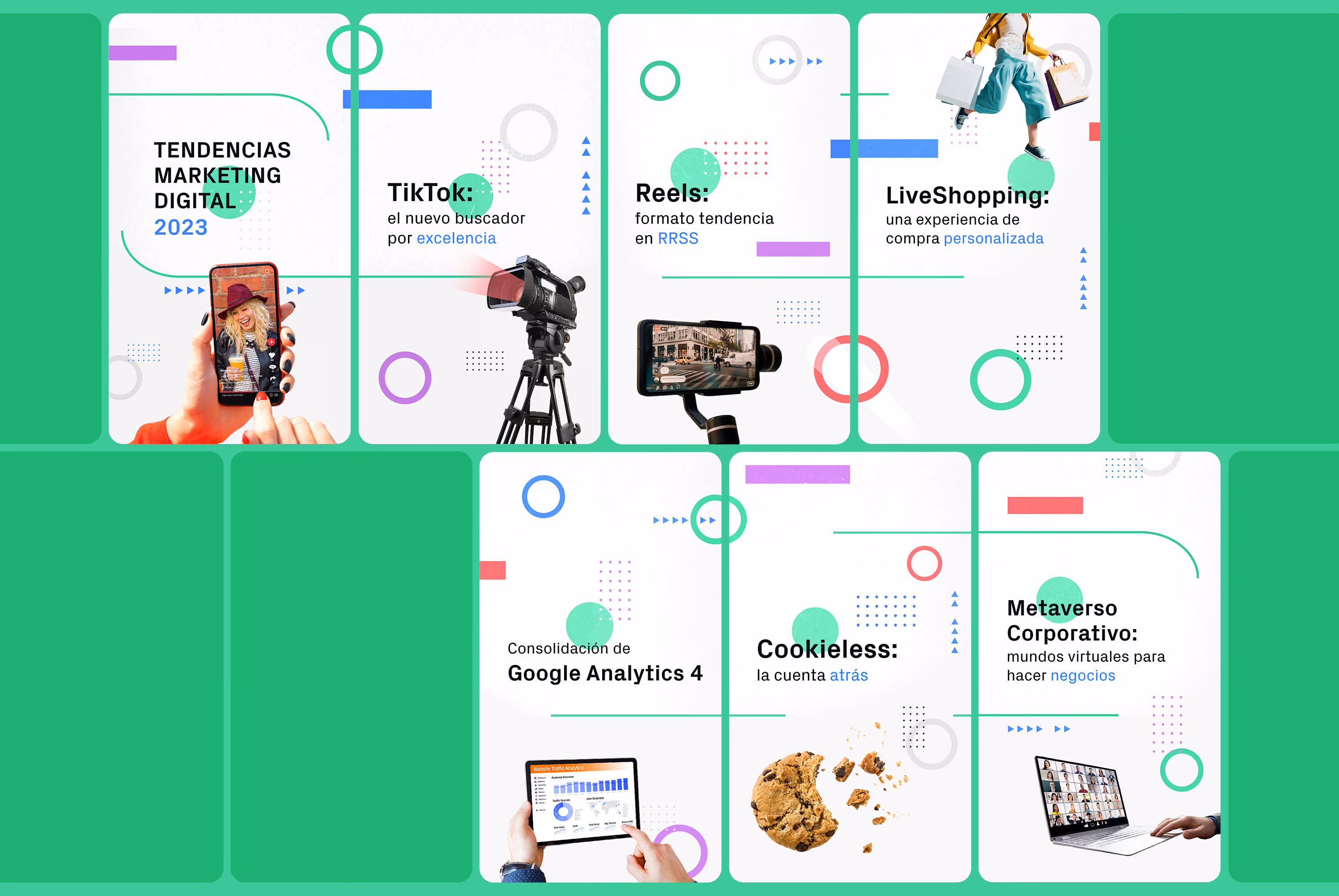 Full grid of Story adaptations for the Interesting reports and data carousel template