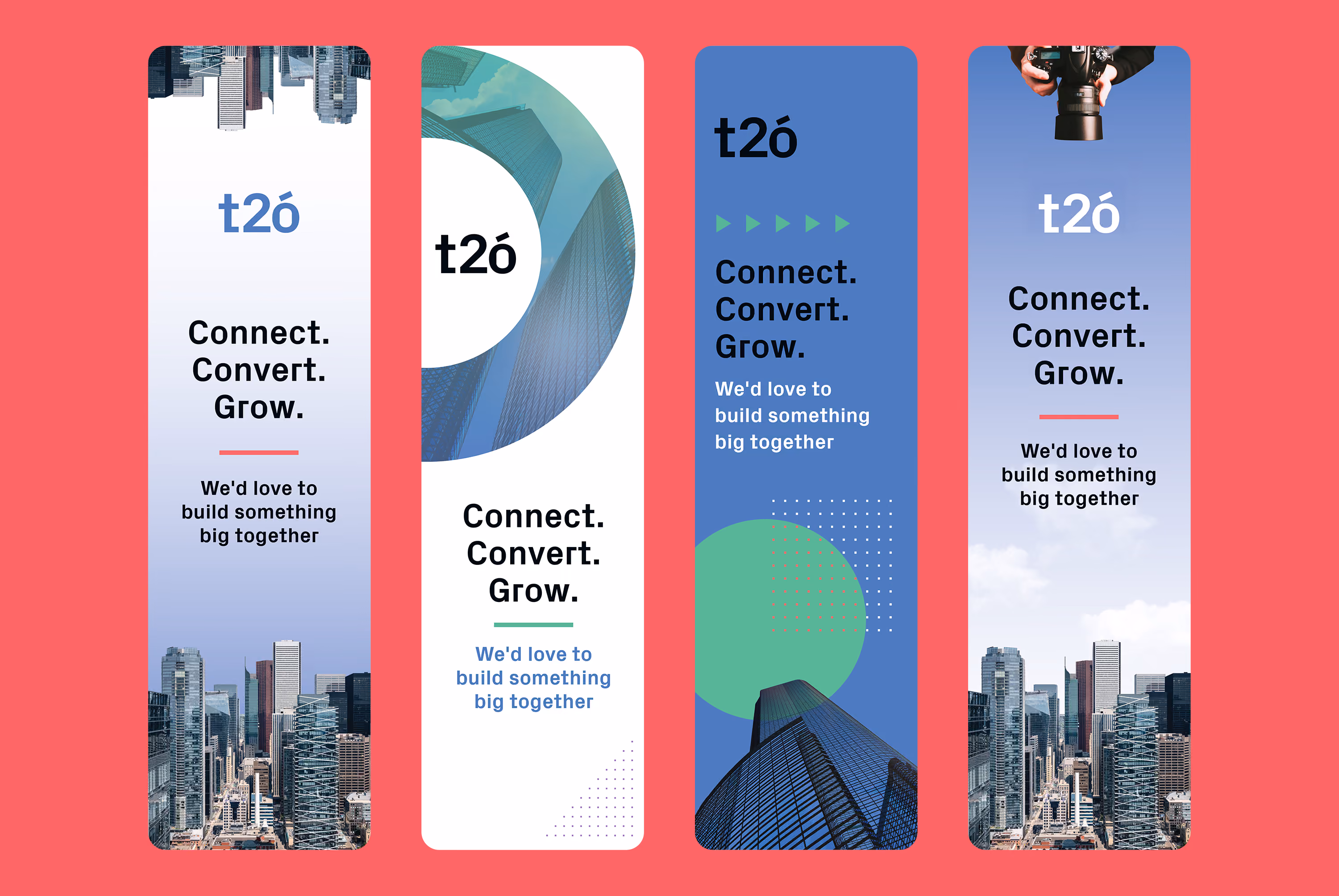 Complete set of delivered designs for t2ó corporate roll-up banners