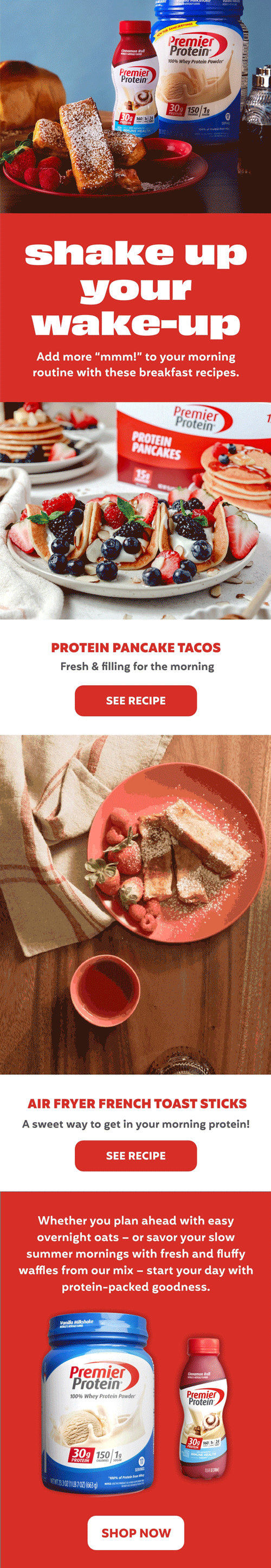 Premier Protein Summer Recipes email newsletter