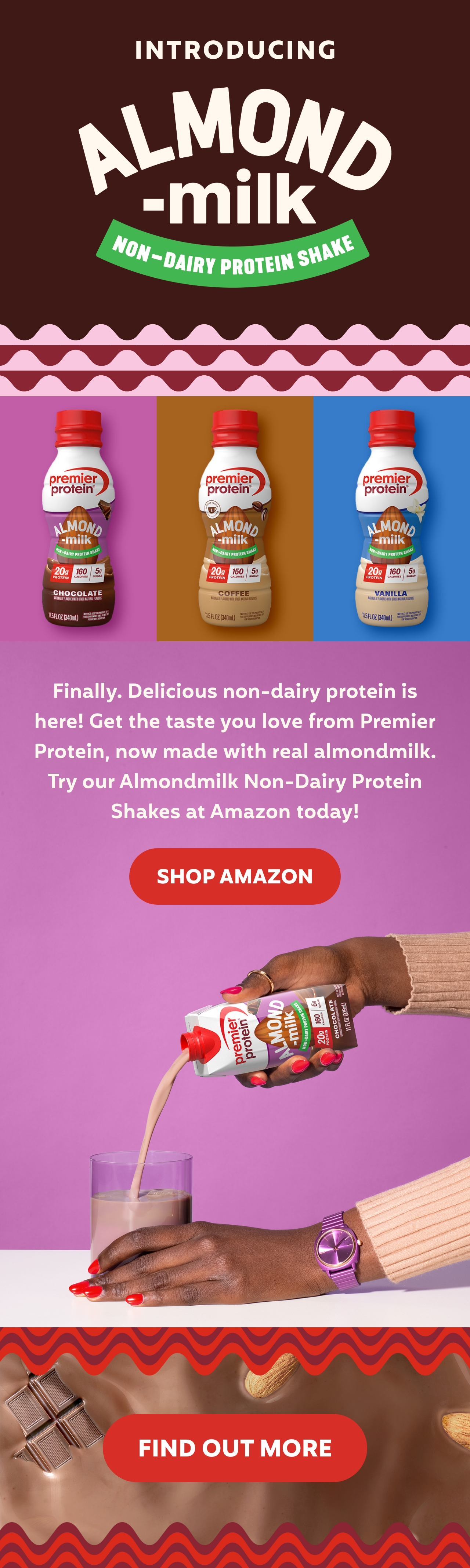 Almondmilk Non dairy Protein Shake announcement email 
