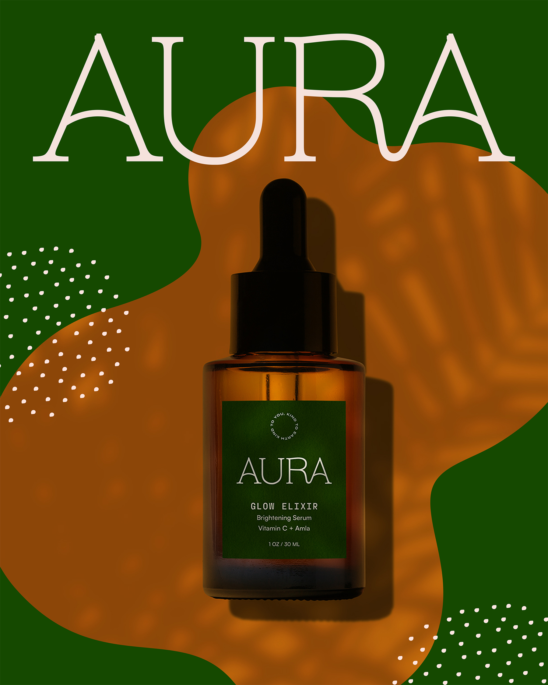 Aura Skincare brightening serum palm graphic