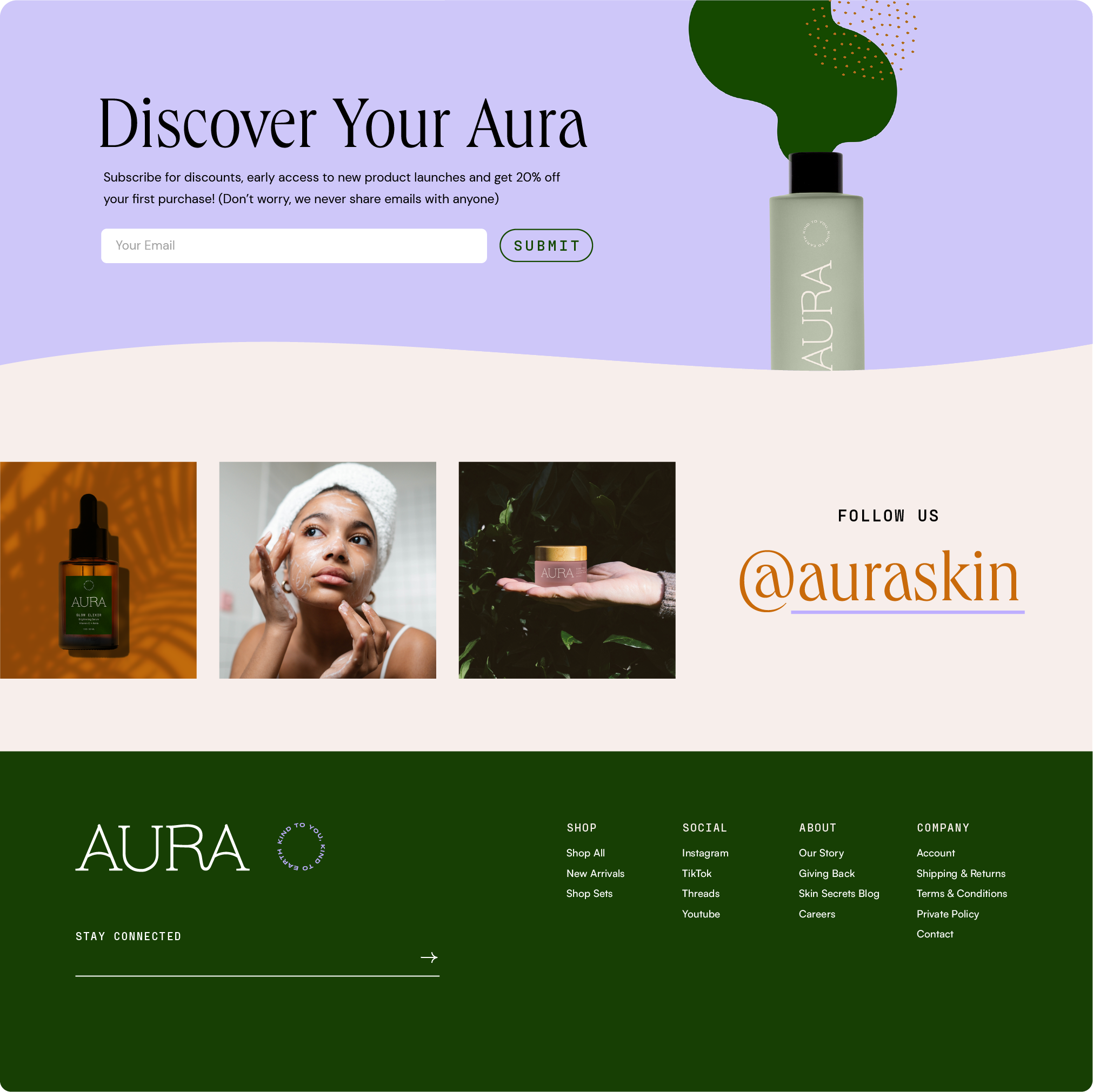 Aura homepage bottom