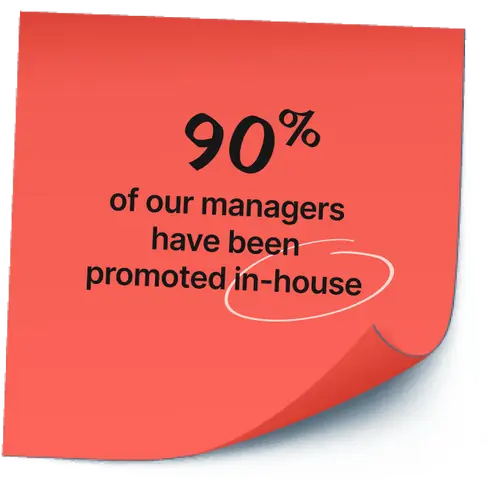 90% of our managers have been promoted in-house
