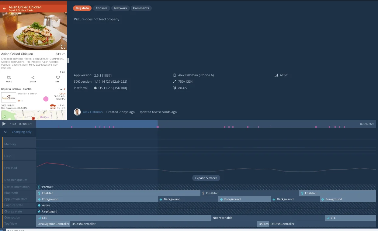 android debugging tools - Bugsee dashboard