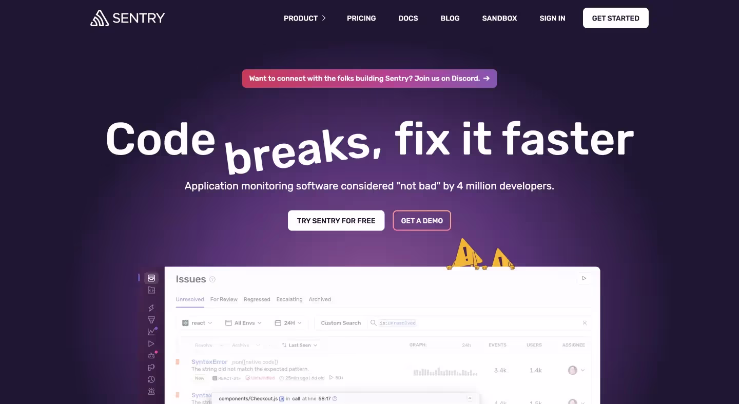 Sentry - uxcam alternative - Zipy