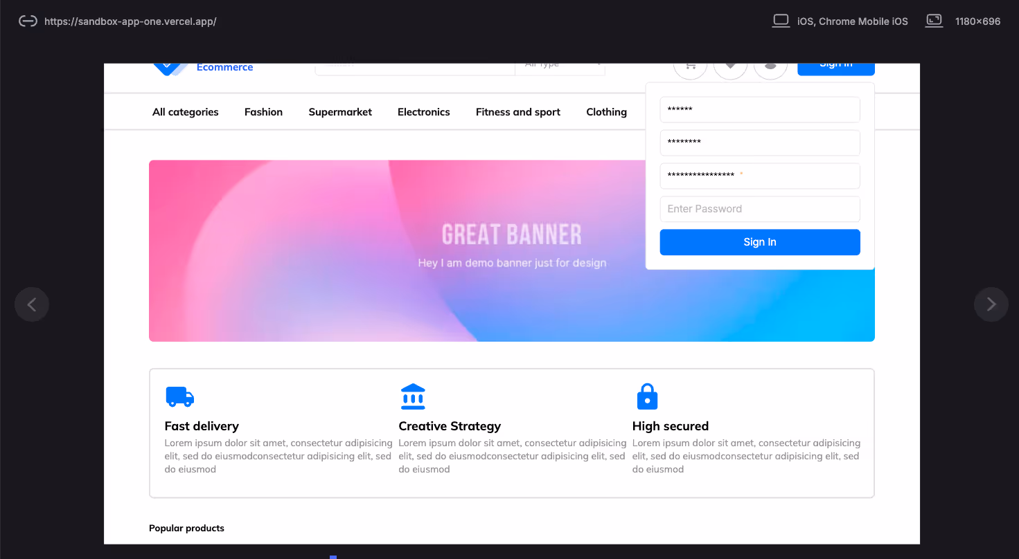 Input masking for web app